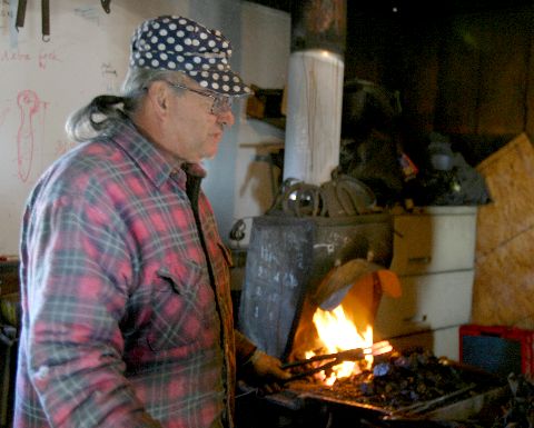 Frank Turley ready to demonstrate a weld